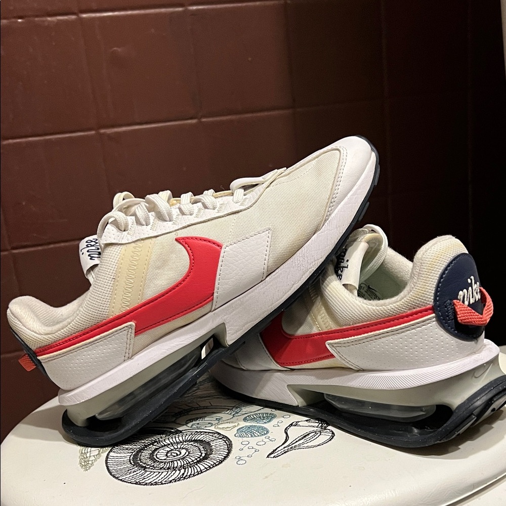 Nike Cream and Red Low-Top Sneakers